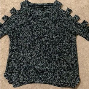 Aqua open shoulders sweater